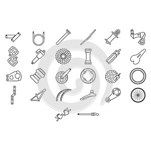 Bicycle parts and components icons for eshop menu