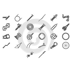 Bicycle parts and components icons for eshop menu