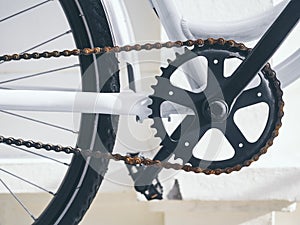 Bicycle Parts Crank and chain set with pedal photo