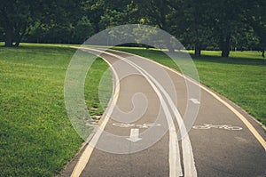 Bicycle path along the park/bicycle path along the park. Toned