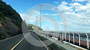 Bicycle path connecting Copacabana beach and Ipanema beach in Rio de Janeiro.