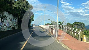 Bicycle path connecting Copacabana beach and Ipanema beach in Rio de Janeiro.