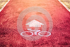 Bicycle path sign on the asphalt