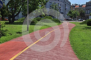 Bicycle path in Zagreb, Croatia