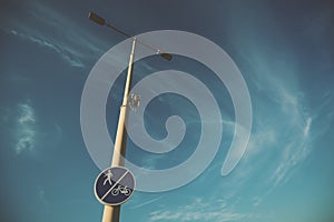 Bicycle and pedestrian lane road sign