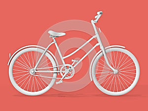 Bicycle on a pink salmon pastel background