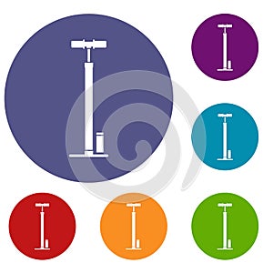 Bicycle pump icons set