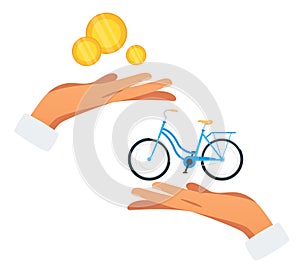 Bicycle purchase flat vector illustration