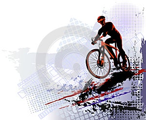 Bicycle race. Biker sport. Bicycle rider training for competition at a cycling road. Poster, banner, brochure template with a cycl