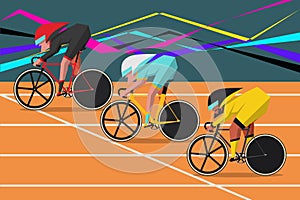 Bicycle Race Cartoon Character Design flat style