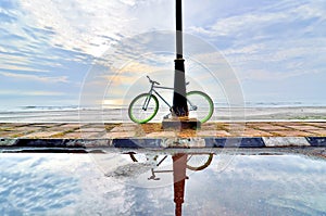 A bicycle with reflection