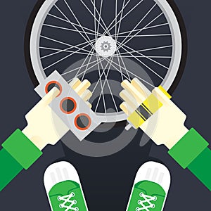 Bicycle repair, seal the tire puncture