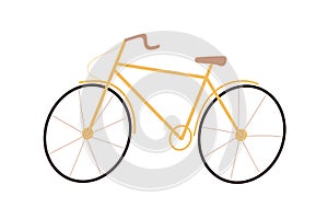 Bicycle in retro style. Modern bike with rack and wheels, side view. Trendy city transport. Cycle, urban vehicle. Flat