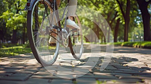 The bicycle ride in park.AI generated image