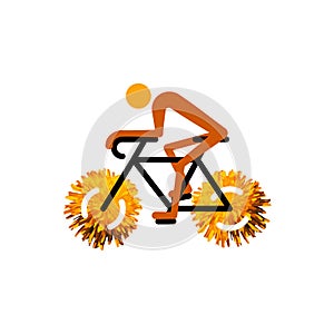 Bicycle rider with dandelion flower wheels. Vector illustration