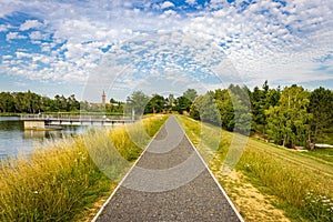 Bicycle road construction site at Lake Gebart GÃ©bÃ¡rti-t