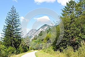 Bicycle road in italian mountains