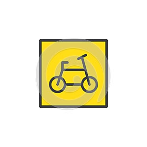 Bicycle road sign flat icon