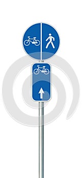 Bicycle route number, cycling and pedestrian lane road sign, large detailed isolated vertical closeup European Eurovelo cycle bike