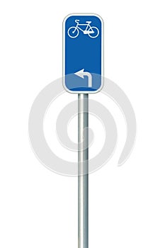 Bicycle route number road sign large detailed isolated vertical closeup, European Eurovelo cycle bike lane network cycling concept