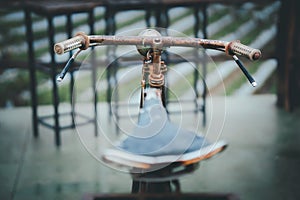 bicycle, rusty vintage, abandoned environment, decayed classic, bygone era.Decayed, frozen by time, through days of long glory,.