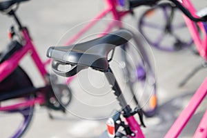 bicycle saddle close up on street