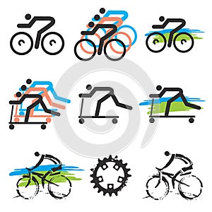 Bicycle scooter icons.