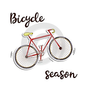 Bicycle season icon ed color in doddle style with shadow