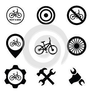 Bicycle service 9 icons set