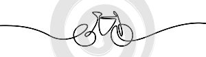 Bicycle shape drawing by continuos line, thin line design
