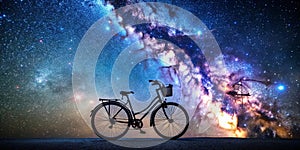 Bicycle sharing on the Milky Way AI-Created Content photo