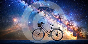 Bicycle sharing on the Milky Way AI-Created Content photo