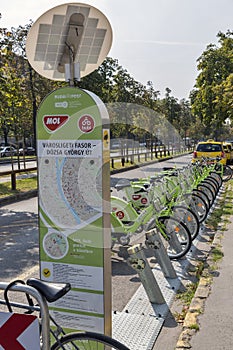 Bicycle Sharing Service Bubi Mol Bike in Budapest, Hungary.