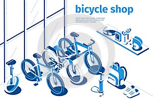 Bicycle Shop Isometric Illustration