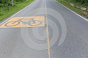Bicycle sign path on the road