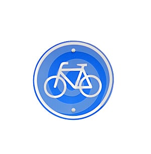 Bicycle sign path on road . Bikes lane paint in blue