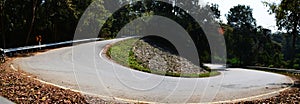 Bicycle on Slope Uphill Country Asphalt Road no Autocar, Panorama Landscape