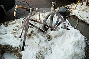 Bicycle Snowbank