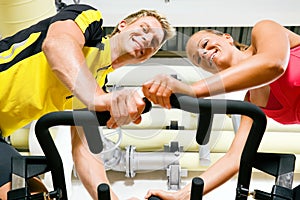 Bicycle spinning in the gym