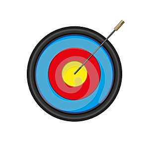 Bicycle Spoke Arrow in an Archery Target. Vector Illustration