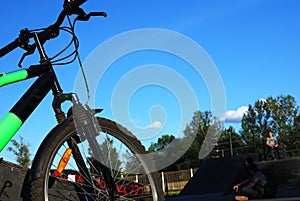 bicycle on the sports ground