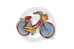 Bicycle Sticker On White Background. Generative AI