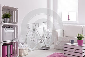 Bicycle storing in room photo