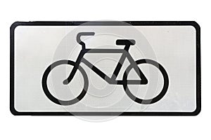Bicycle supplemental square road sign isolated on white.