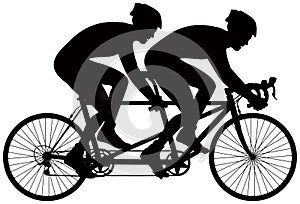 Bicycle tandem racer vector silhouette