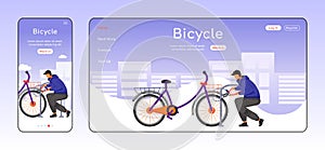 Bicycle theft adaptive landing page flat color vector template