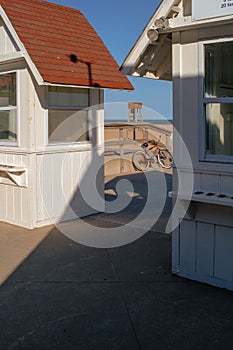 Bicycle between ticket booths in Ocean Cit,y Maryland, USA