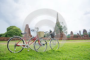 Bicycle tour among the ruins of ancient Ayutthaya, Thailand