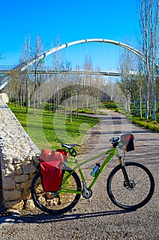 Bicycle touring bike in Valencia Cabecera park