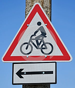 Bicycle traffic road sign